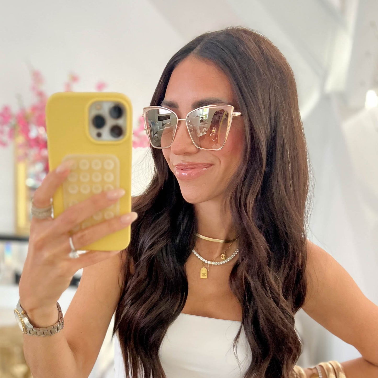 Customer Content - kate.huggs wearing the becky gold and flash brown gradient