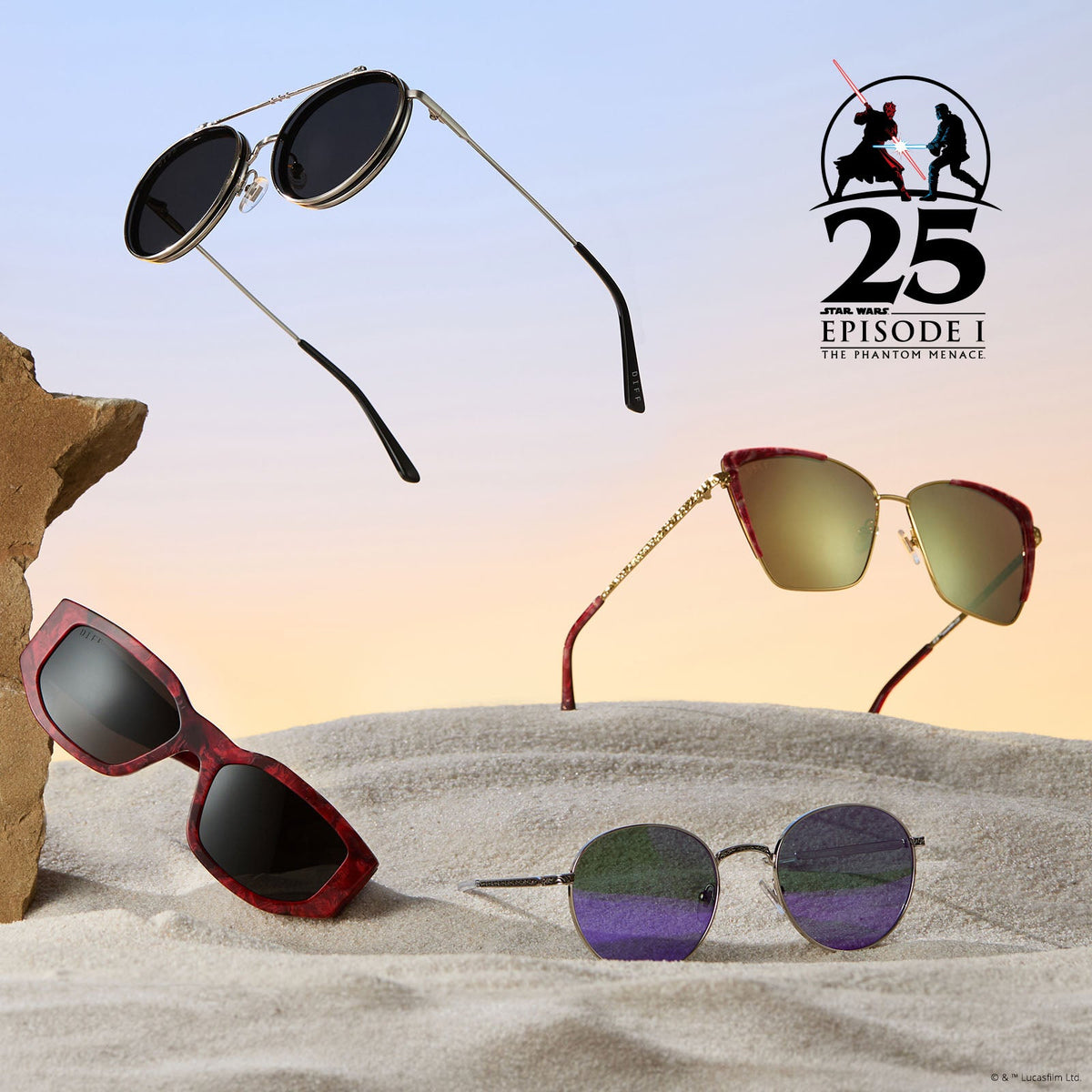 star wars x diff eyewear phantom menace 25 year anniversary 5 sunglass styles