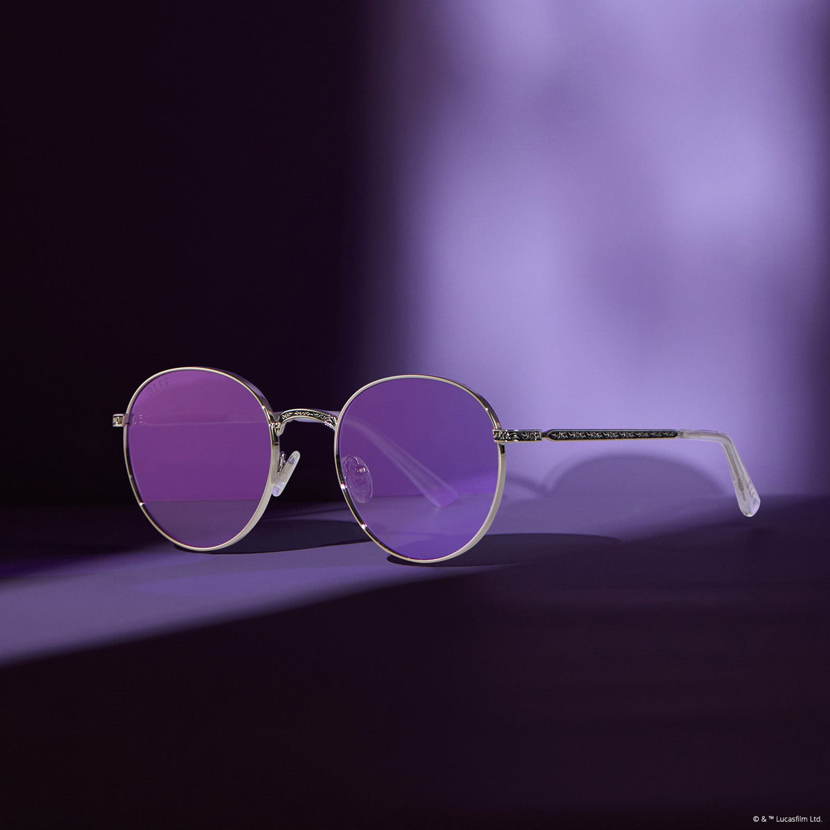 lifestyle - star wars x diff eyewear mace windu glasses with space oxidized steel frame