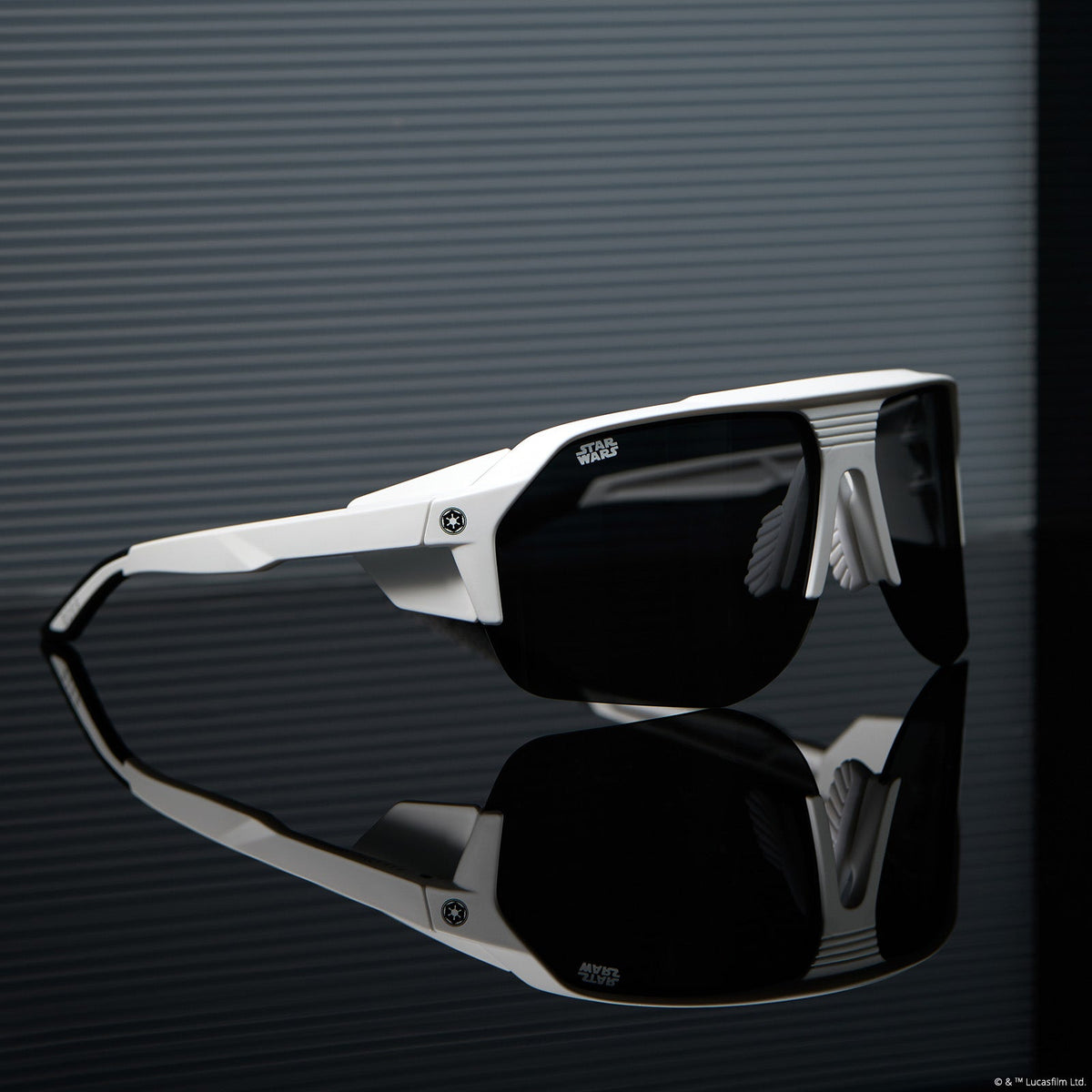 lifestyle - star wars x diff sport stormtrooper sunglasses reflective flat lay