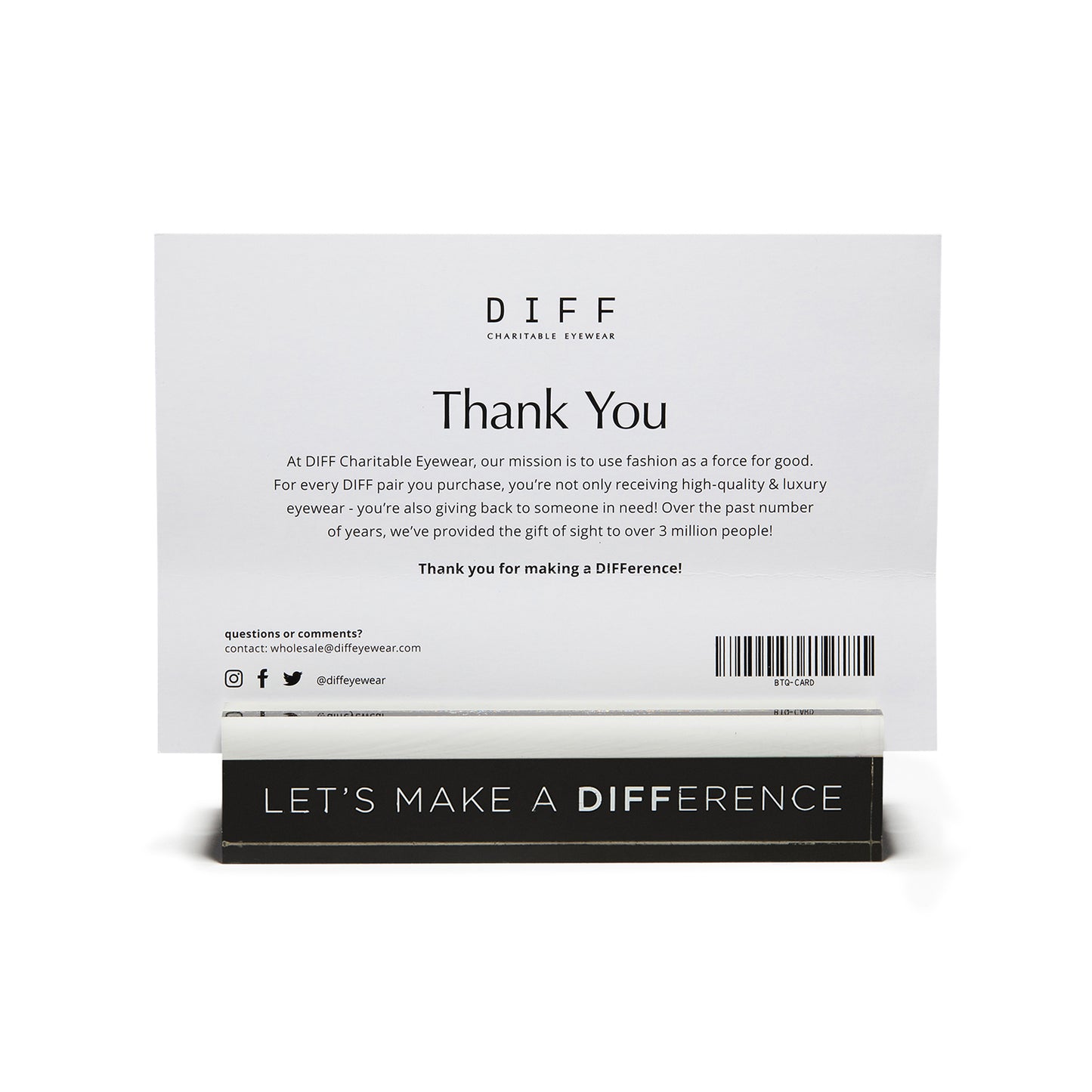 diff eyewear mission card holder with thank you card