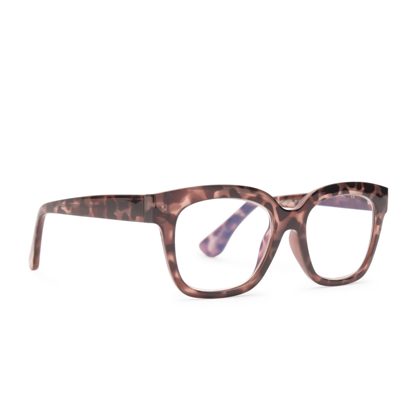 AVA - BEIGE TORTOISE + BLUE LIGHT READERS angle