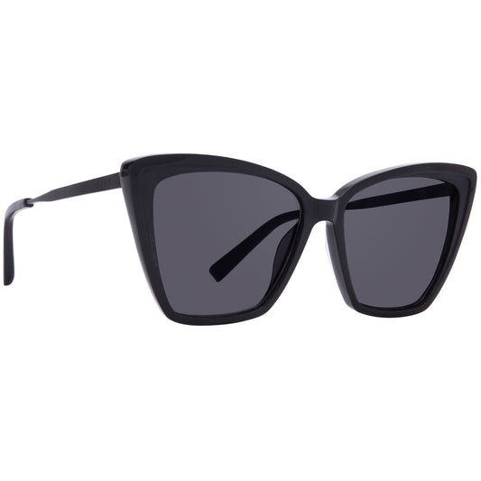 diff eyewear becky ii black frame dark smoke polarized sunglasses angled view
