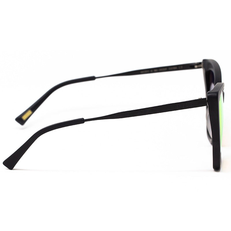 diff eyewear becky ii matte black frame pink mirror polarized sunglasses side view