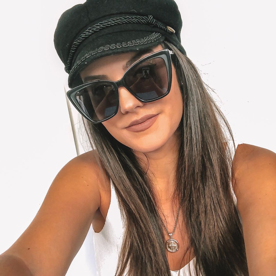 customer content - black hair wearing becky ii black smoke polarized sunglasses