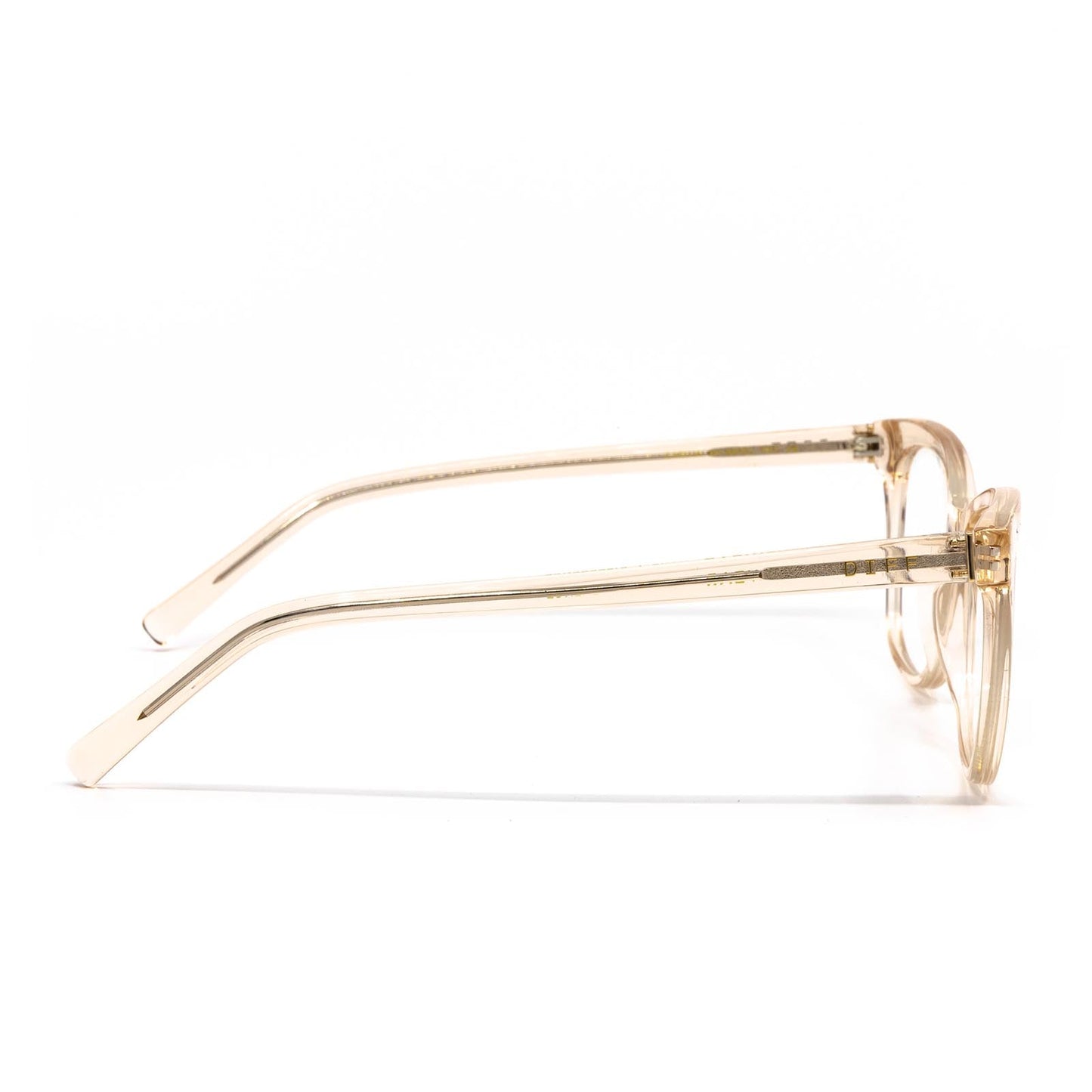 Carina eye glasses with blush crystal frames and blue light technology- side view