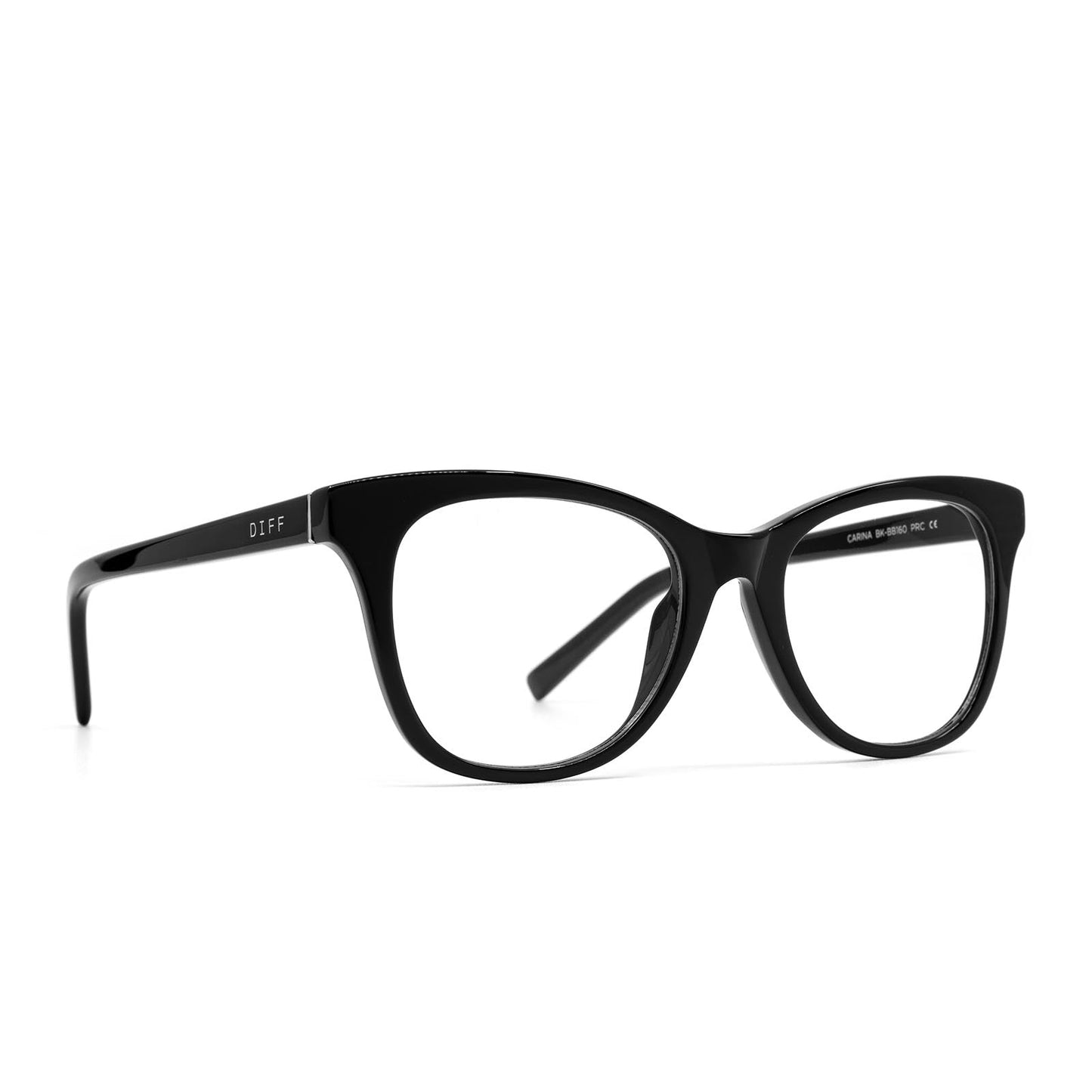 Carina eye glasses with black frames and blue light technology- angle view