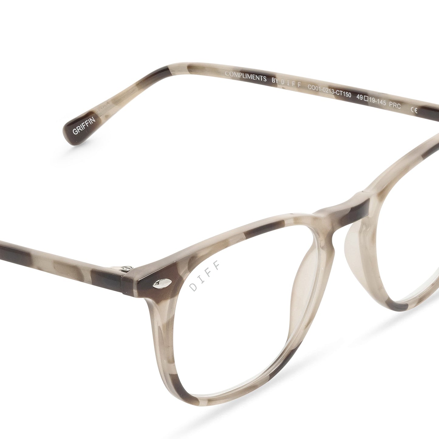 GRIFFIN - CREAM TORTOISE + BLUE LIGHT READERS detail