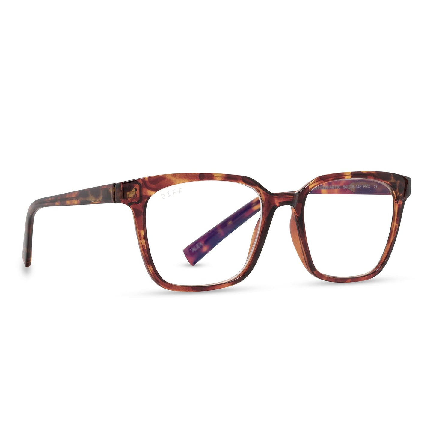 ALEX - AMBER TORTOISE + BLUE LIGHT READERS angle