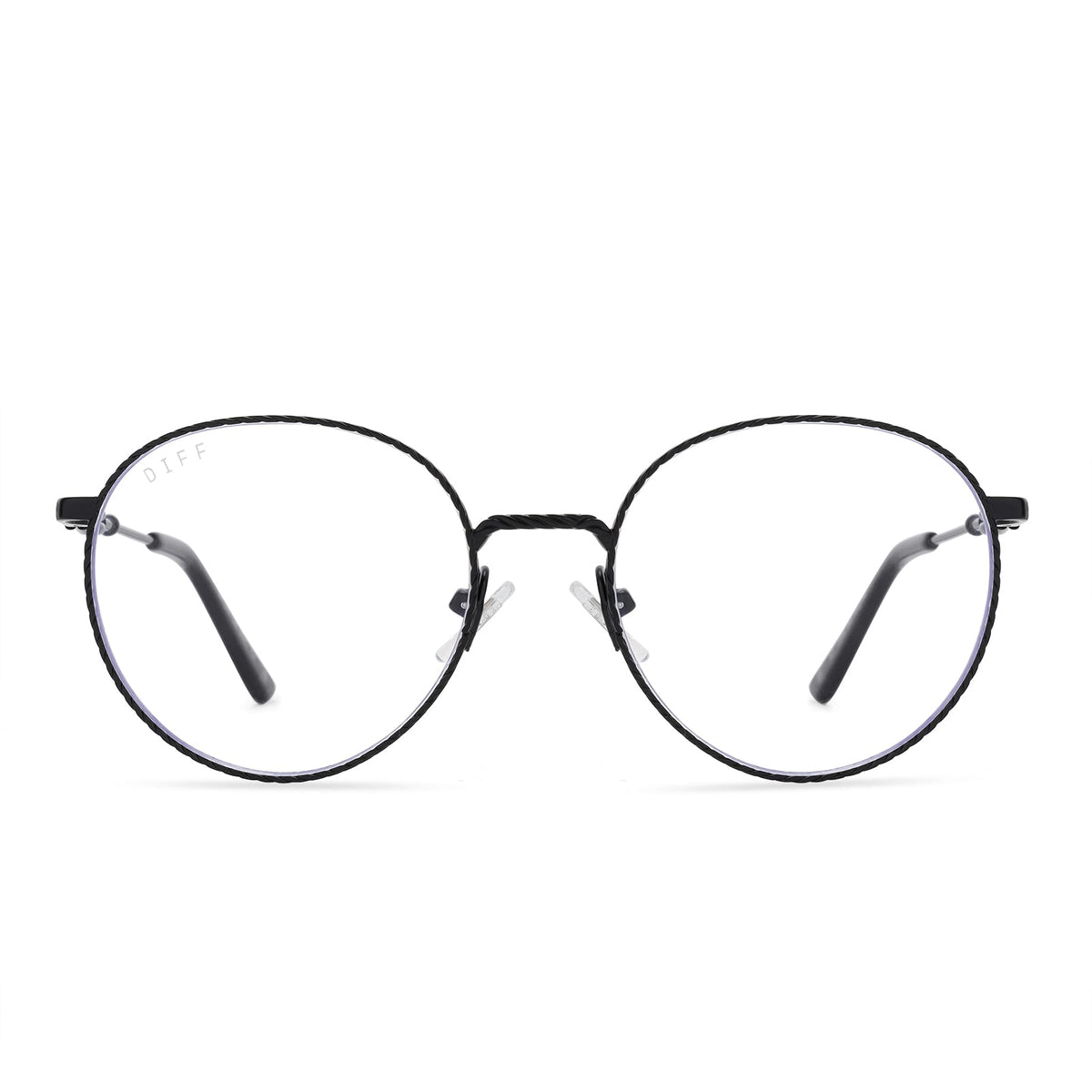 harry potter x diff eyewear ravenclaw round prescription glasses with a scholarly matte black metal frame front view