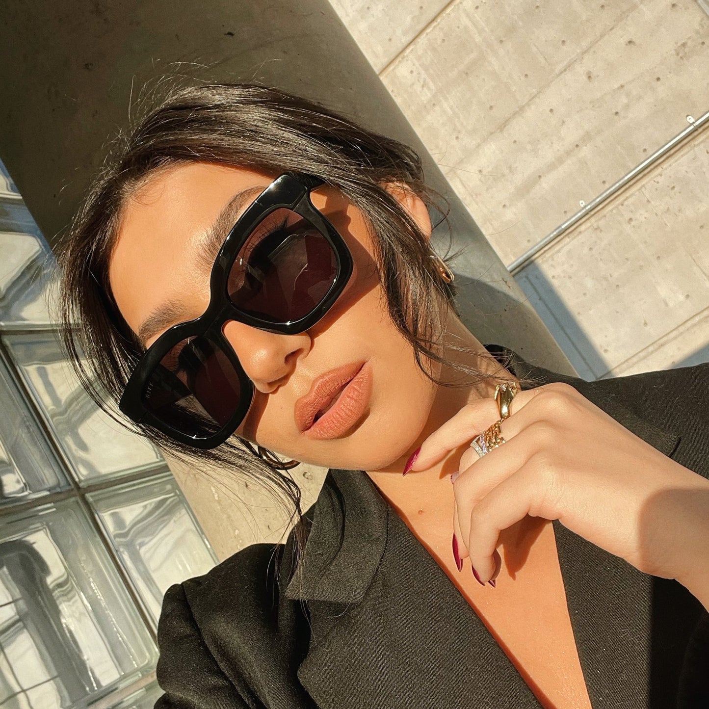 customer content danellamachuca wearing CARSON - BLACK + DARK SMOKE + POLARIZED