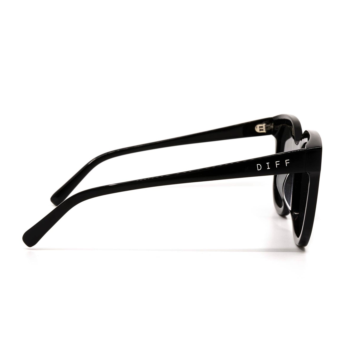 diff eyewear gia black frame grey lens side view
