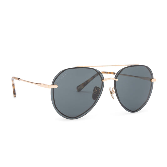 Lenox sunglasses with gold frames and G15 polarized lens angle view