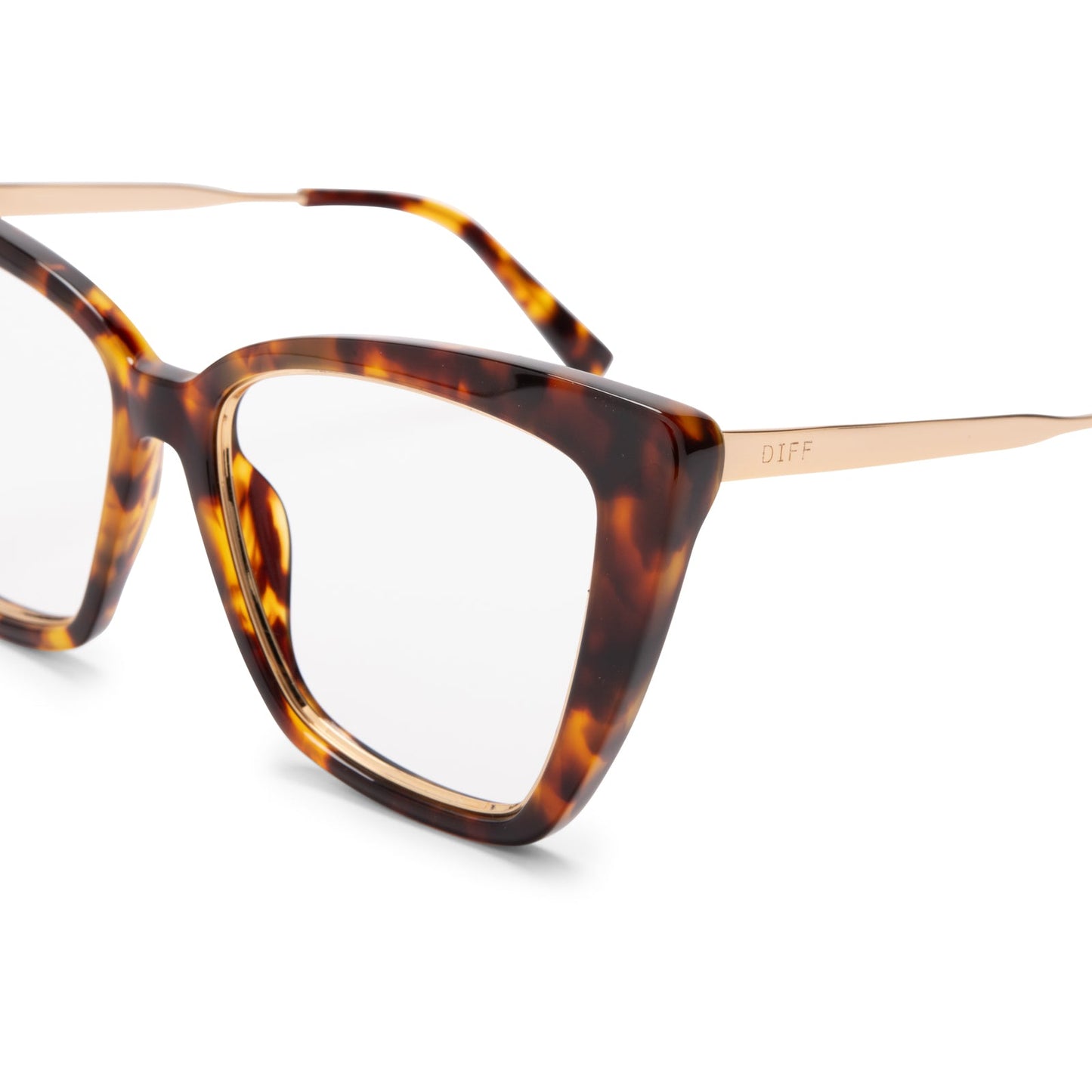 Becky IV Amber Tortoise and blue light technology detail