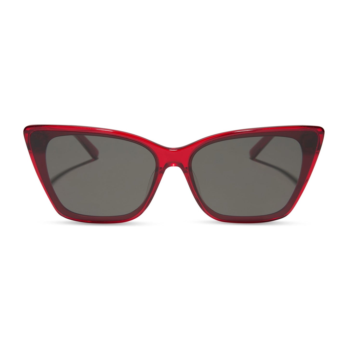 diff eyewear featuring the alina cat eye sunglasses with a red hot summer frame and grey lenses front view