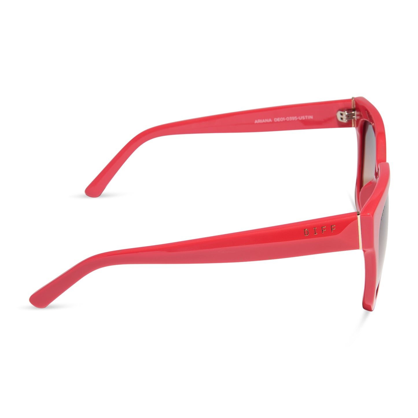 diff eyewear wholesale ariana square sunglasses with a sunset red frame and twilight gradient lenses side view