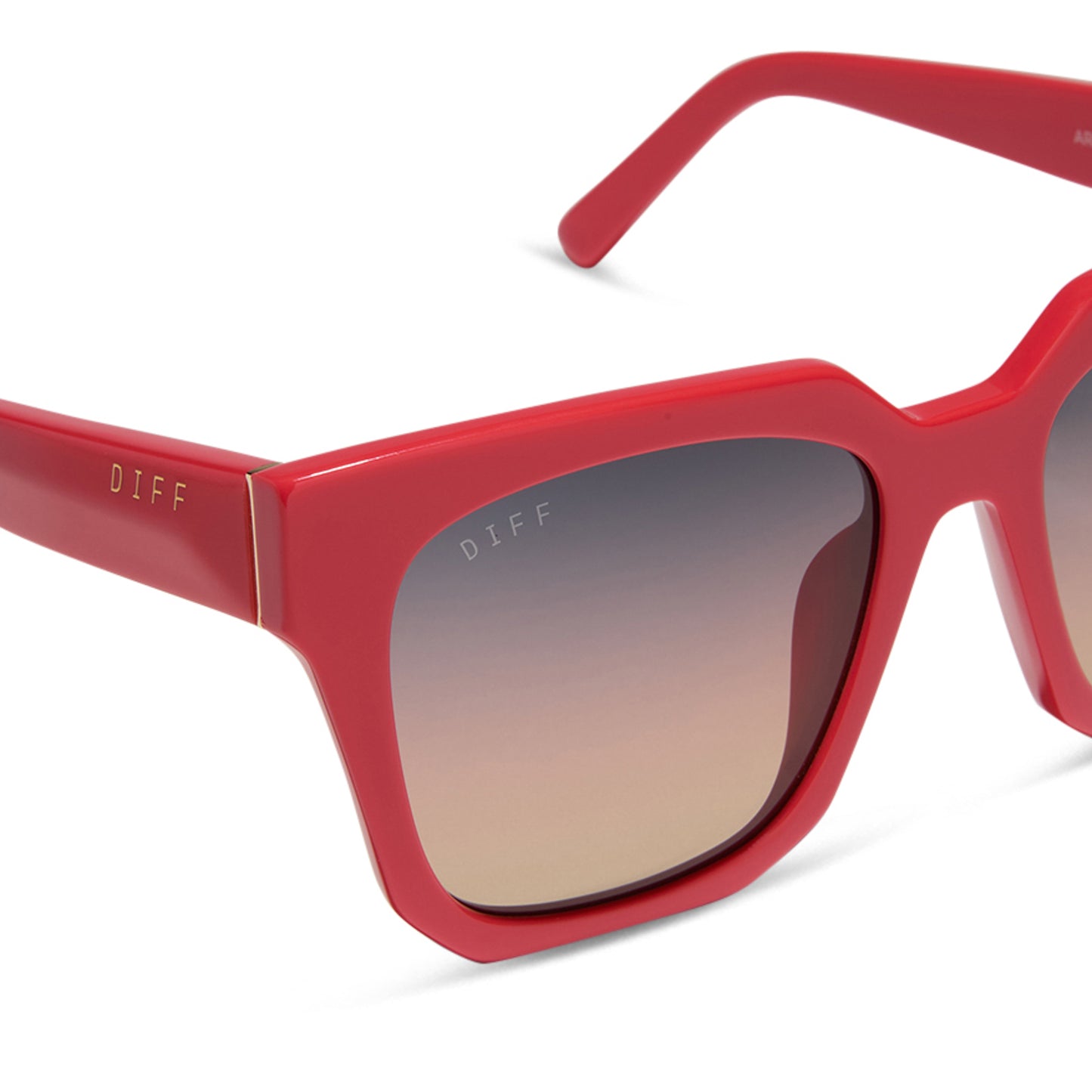 diff eyewear wholesale ariana square sunglasses with a sunset red frame and twilight gradient lenses detailed view