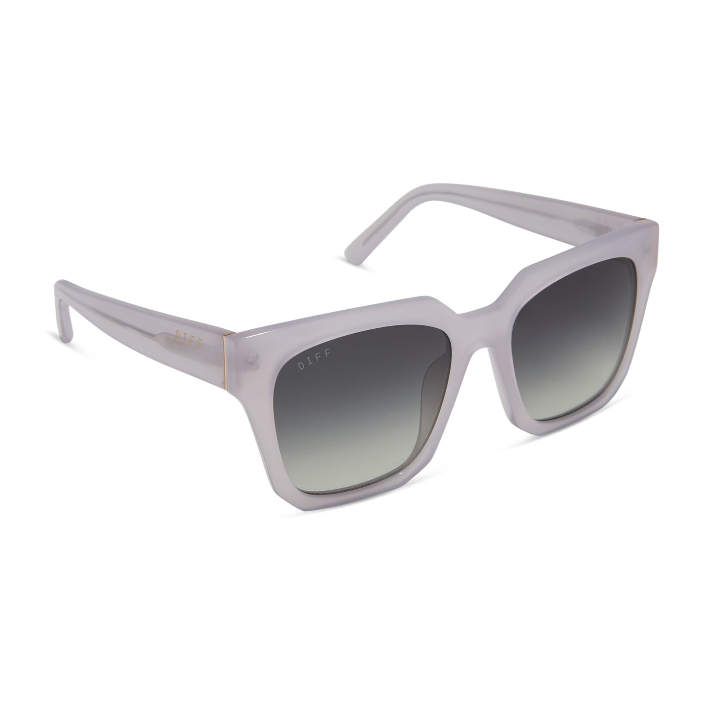 diff eyewear wholesale ariana square sunglasses with a thistle light purple frame and grey gradient lenses angled view