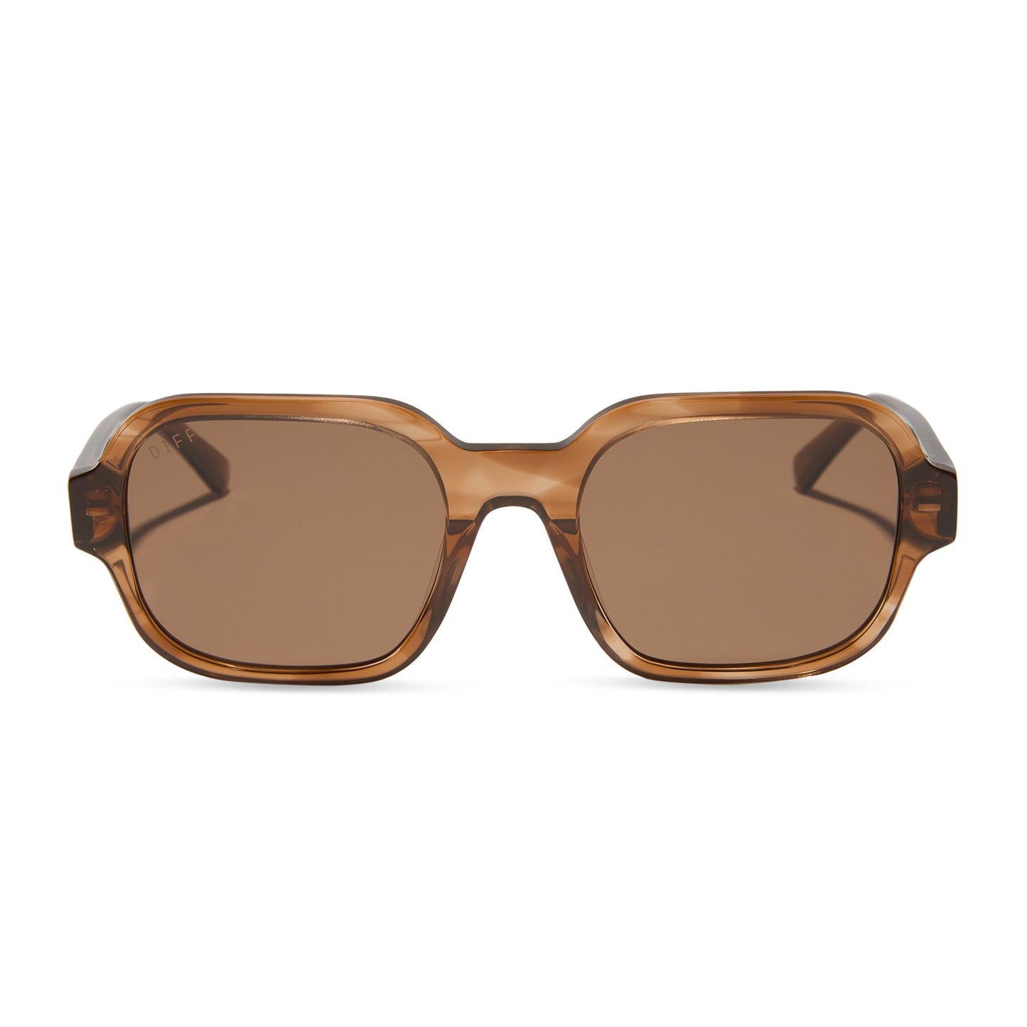 aspyn ovard x diff eyewear featuring the lola square prescription sunglasses with a tortoise frame front view