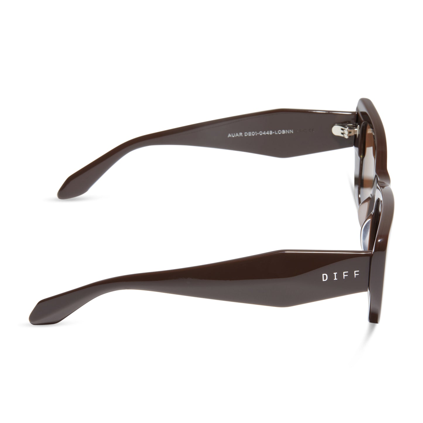 diff eyewear featuring the aura square sunglasses with a truffle frame and brown lenses side view