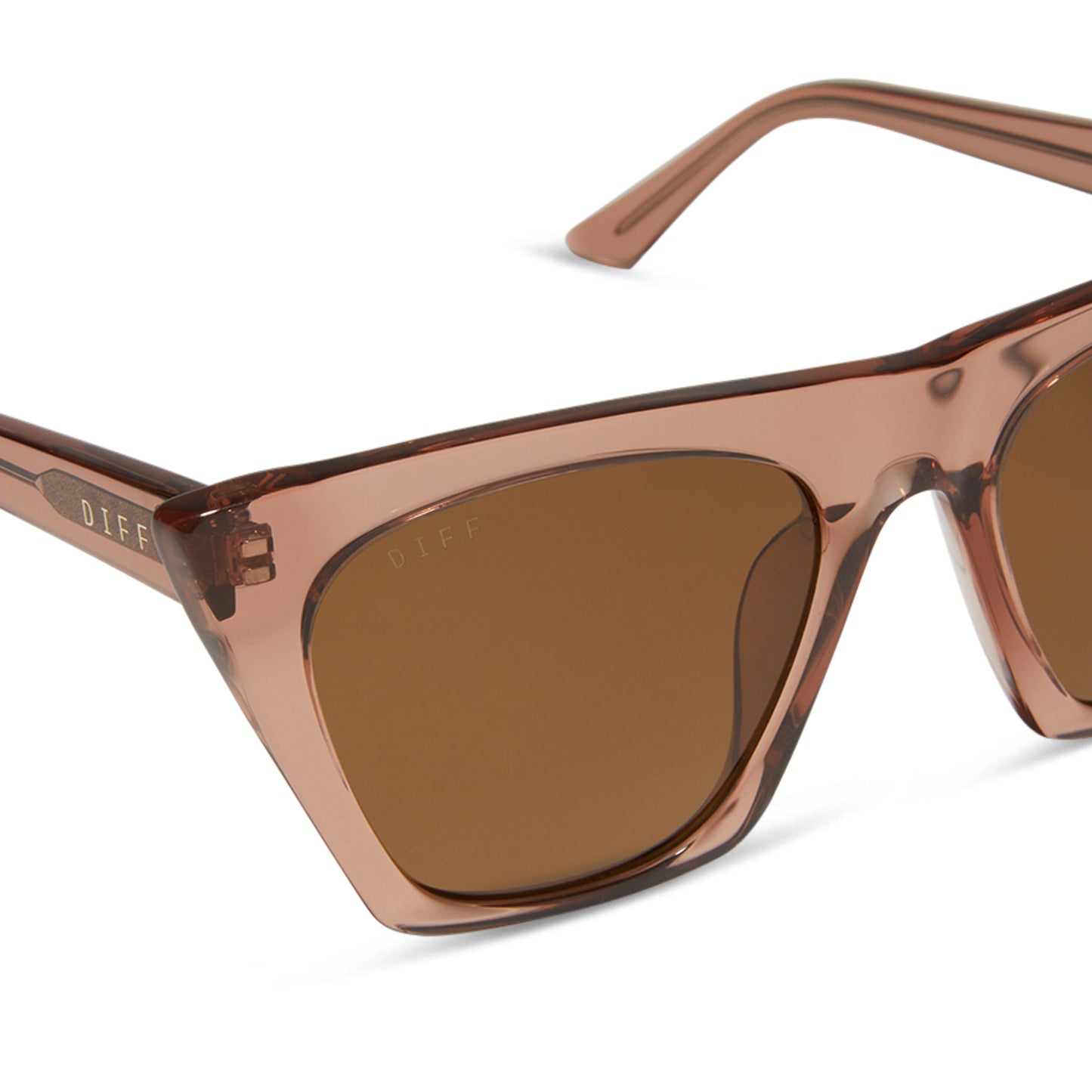 diff eyewear featuring the avril cateye sunglasses with a café ole frame and brown polarized lenses detailed view