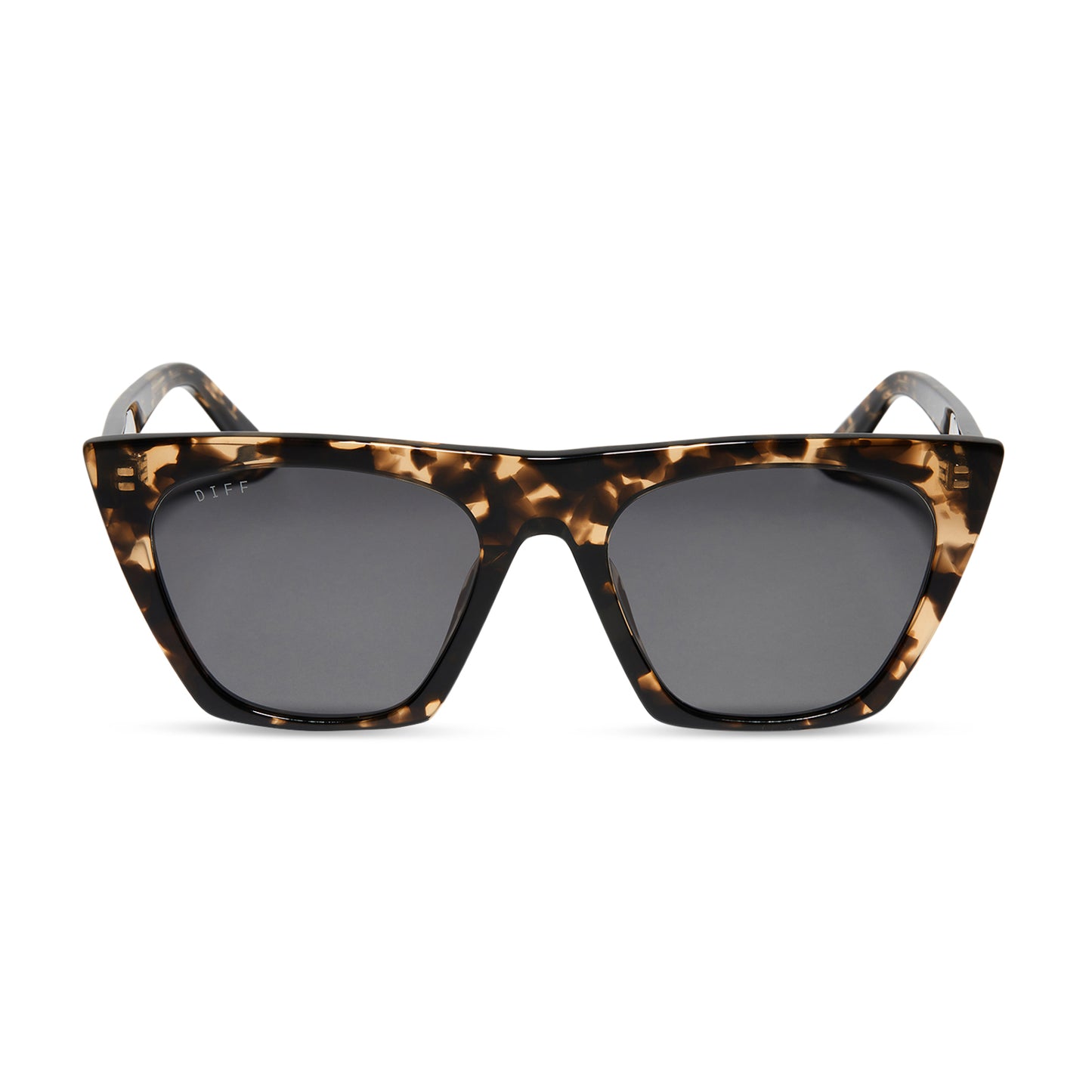 diff eyewear featuring the avril square sunglasses with a espresso tort frame and grey lenses front view