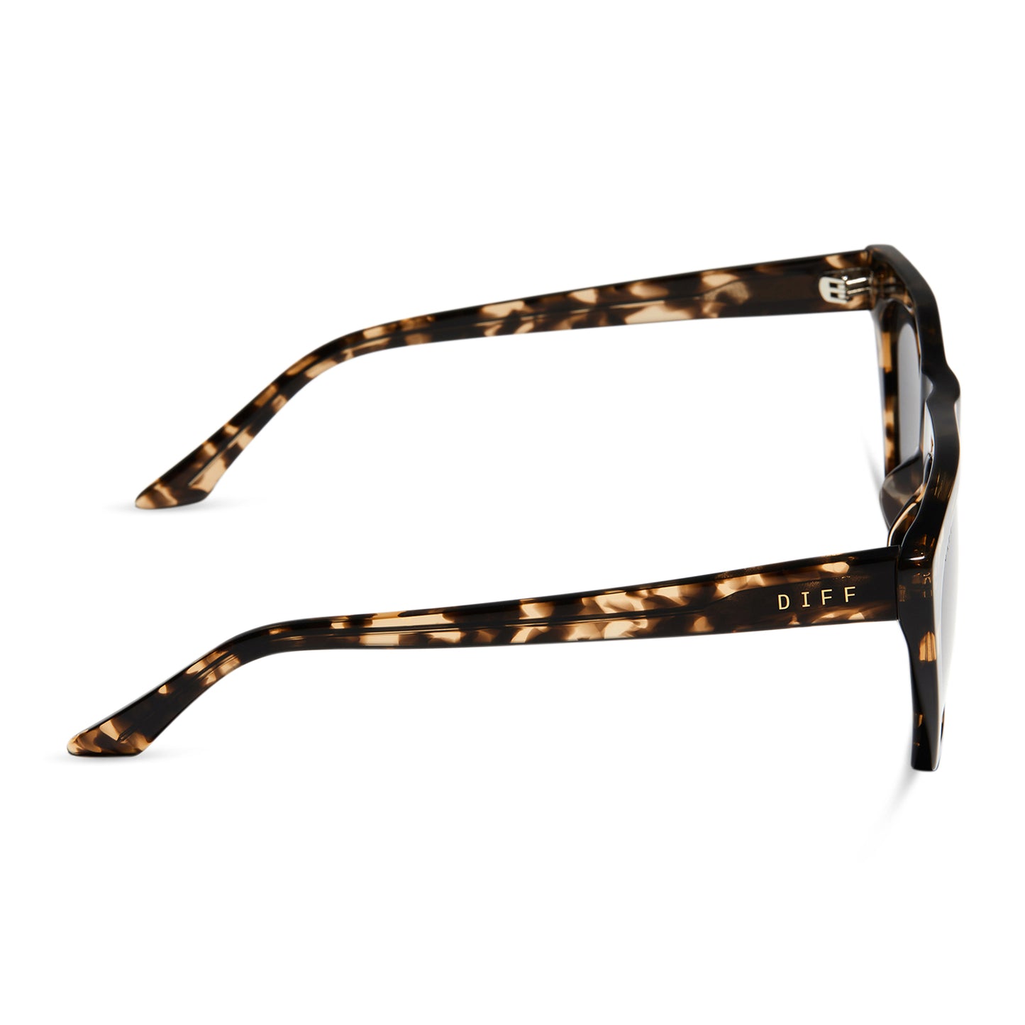 diff eyewear featuring the avril square sunglasses with a espresso tort frame and grey lenses side view