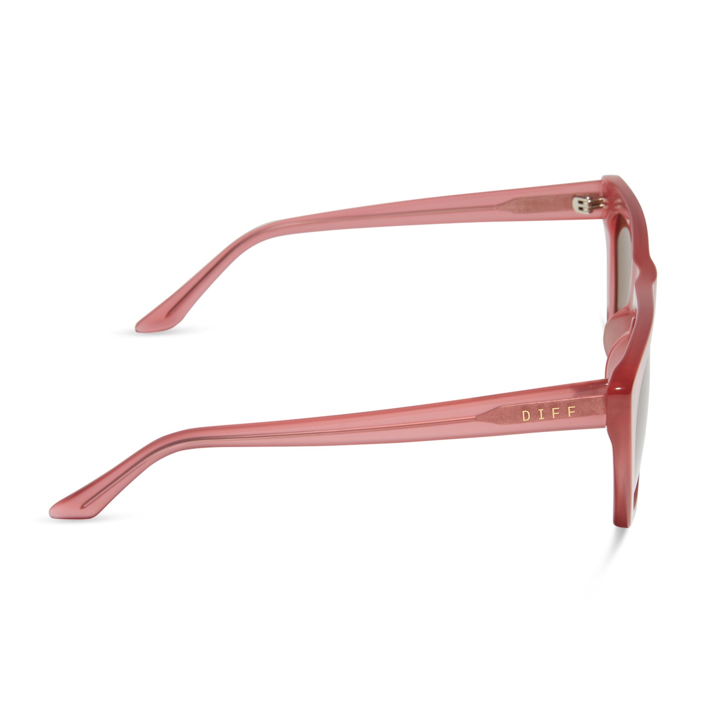 diff eyewear featuring the avril cateye sunglasses with a guava frame and brown lenses side view