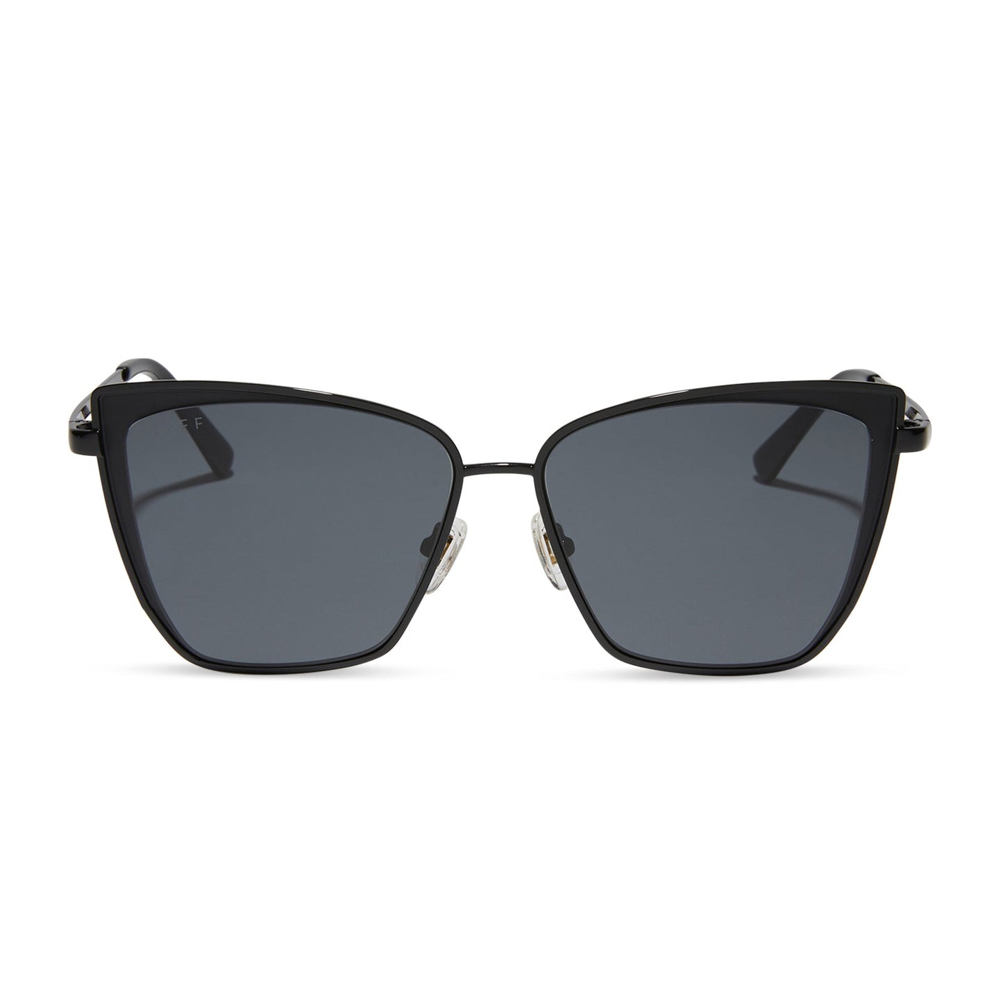 diff eyewear becky black frame with dark smoke lens sunglasses front view