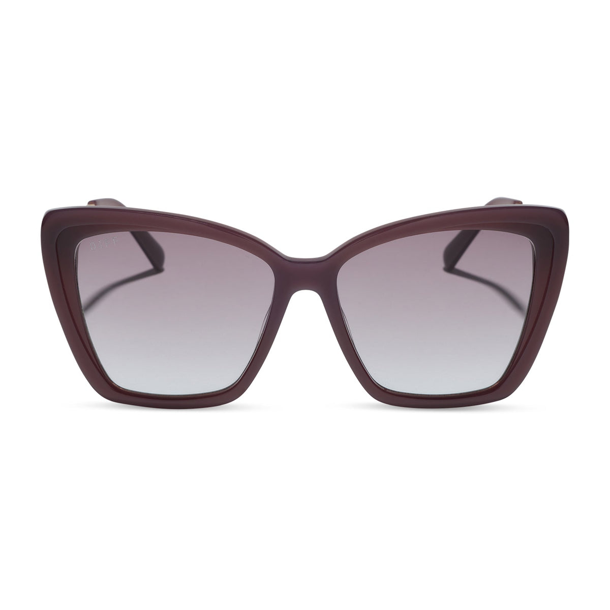 diff eyewear becky ii cat eye sunglasses with cocoa powder frame and lenses front view