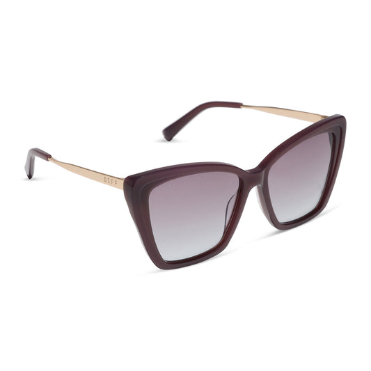 diff eyewear becky ii cat eye sunglasses with cocoa powder frame and lenses angled view