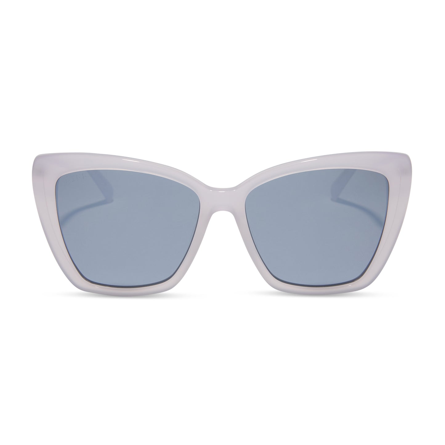 diff eyewear wholesale becky ii cat eye sunglasses with a thistle light purple frame and grey with silver flash lenses front view