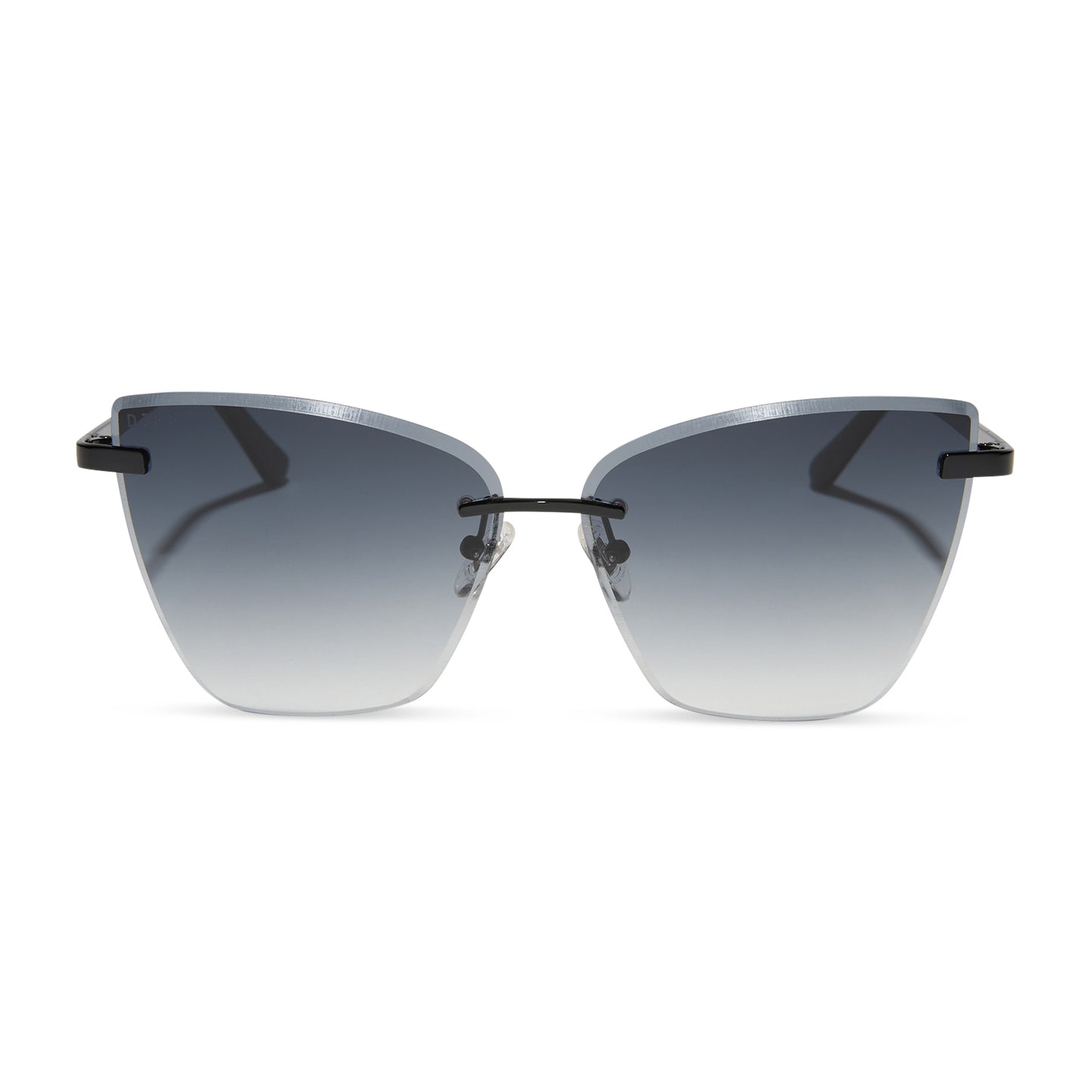 diff eyewear wholesale becky v cat eye sunglasses with a black frame and grey gradient lenses front view
