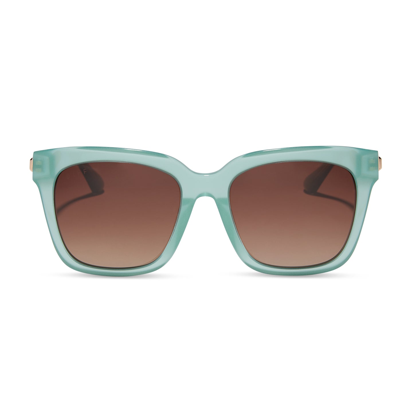 diff eyewear wholesale bella square sunglasses with a aquatic awe teal frame and brown gradient lenses front view