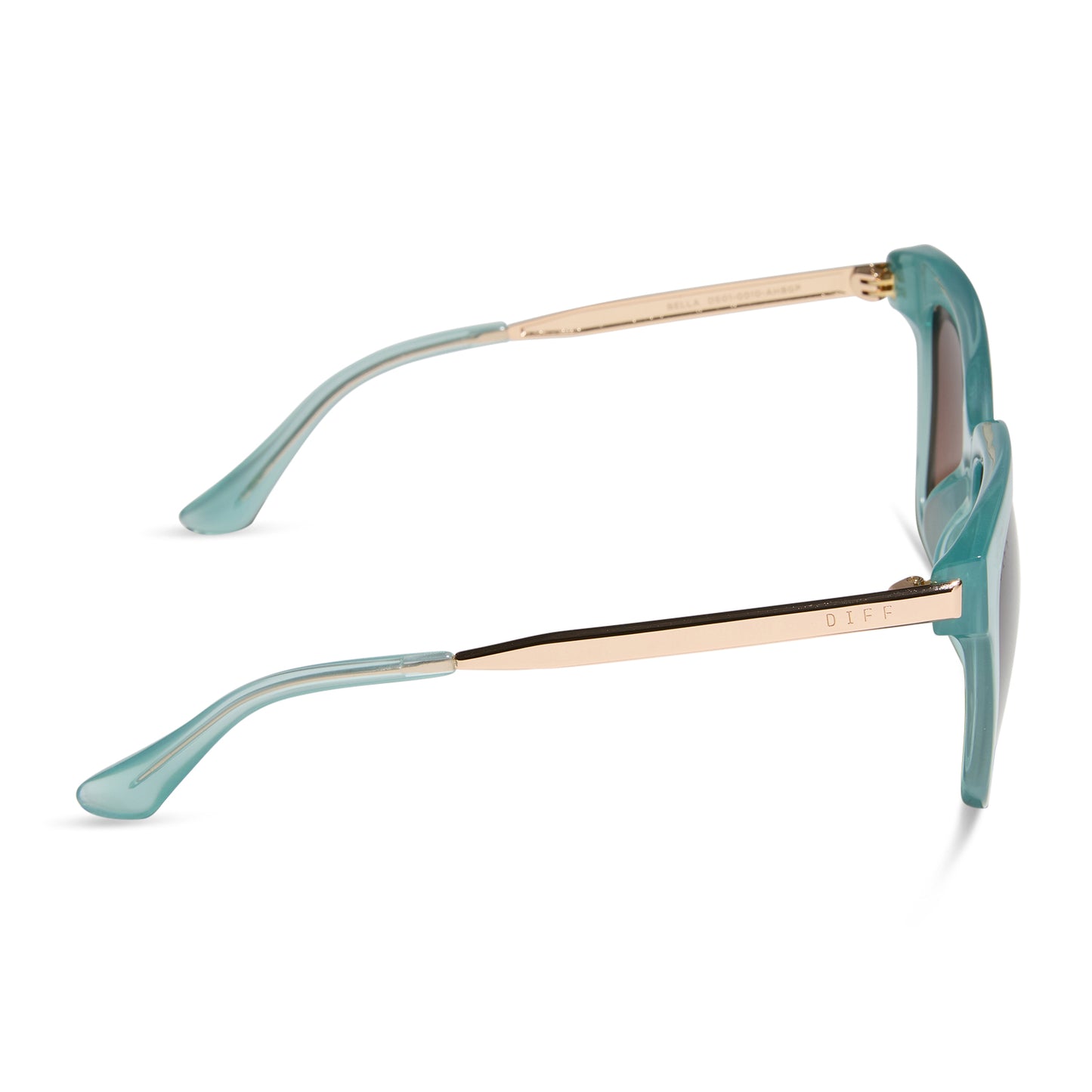 diff eyewear wholesale bella square sunglasses with a aquatic awe teal frame and brown gradient lenses side view
