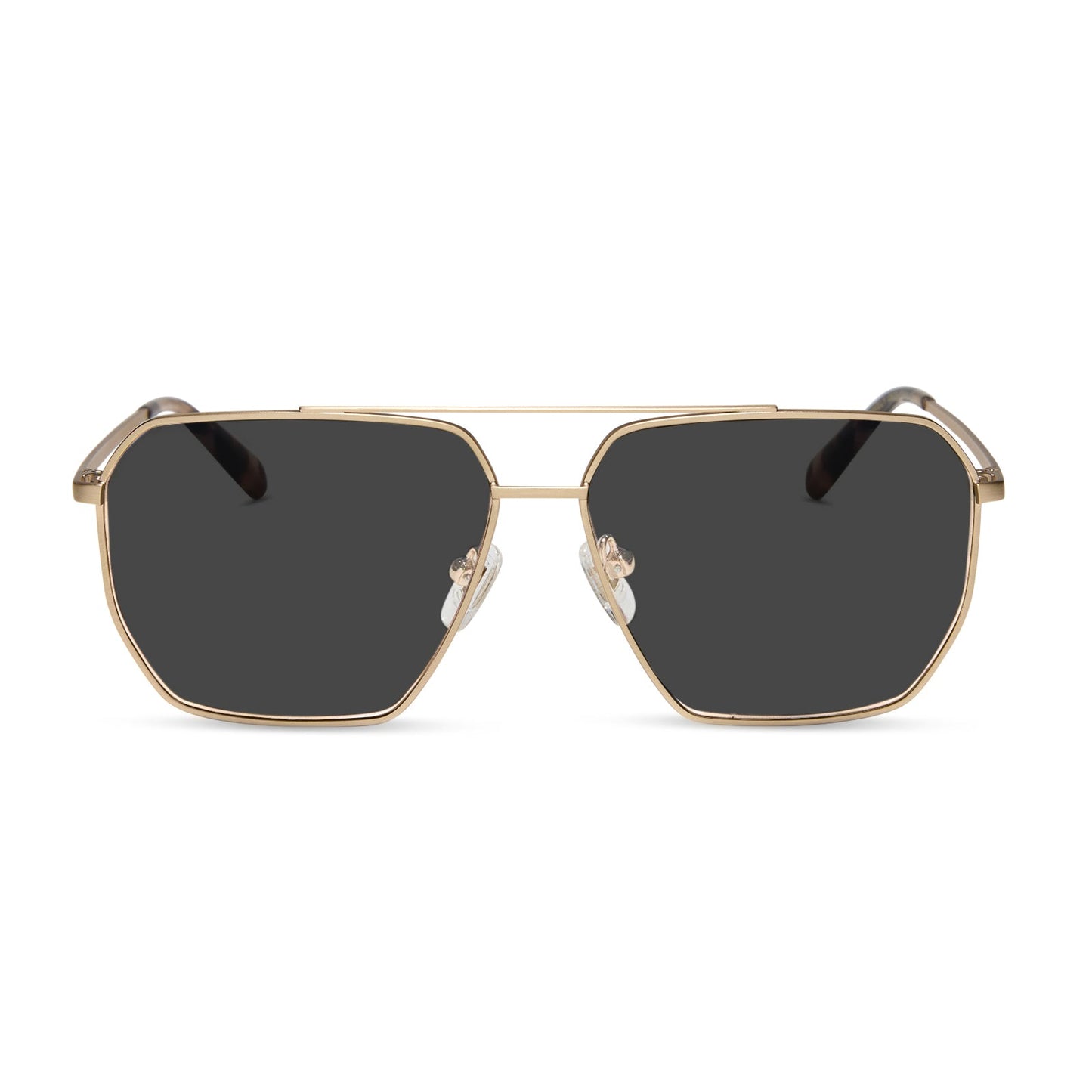 diff eyewear featuring the berkely navigator prescription sunglasses with a brushed gold frame front view
