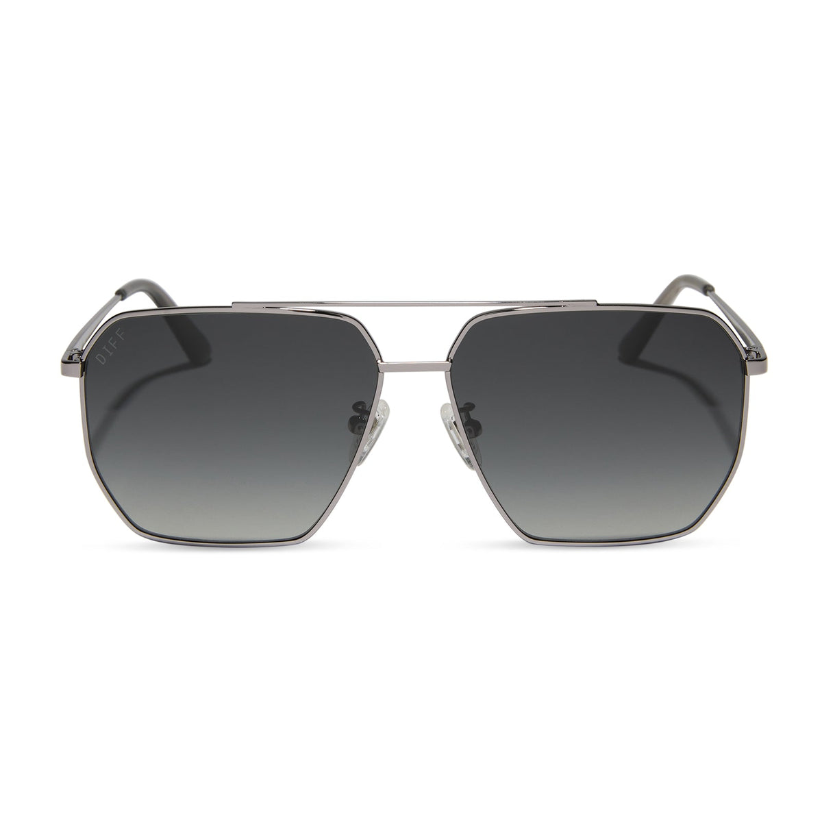 diff eyewear featuring the berkely navigator sunglasses with a gunmetal frame and grey gradient polarized lenses front view