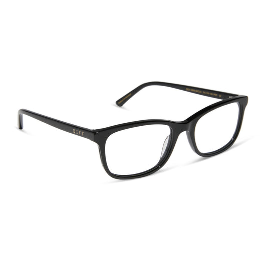 diff eyewear featuring the bradford rectangle prescription glasses with a black frame angled view