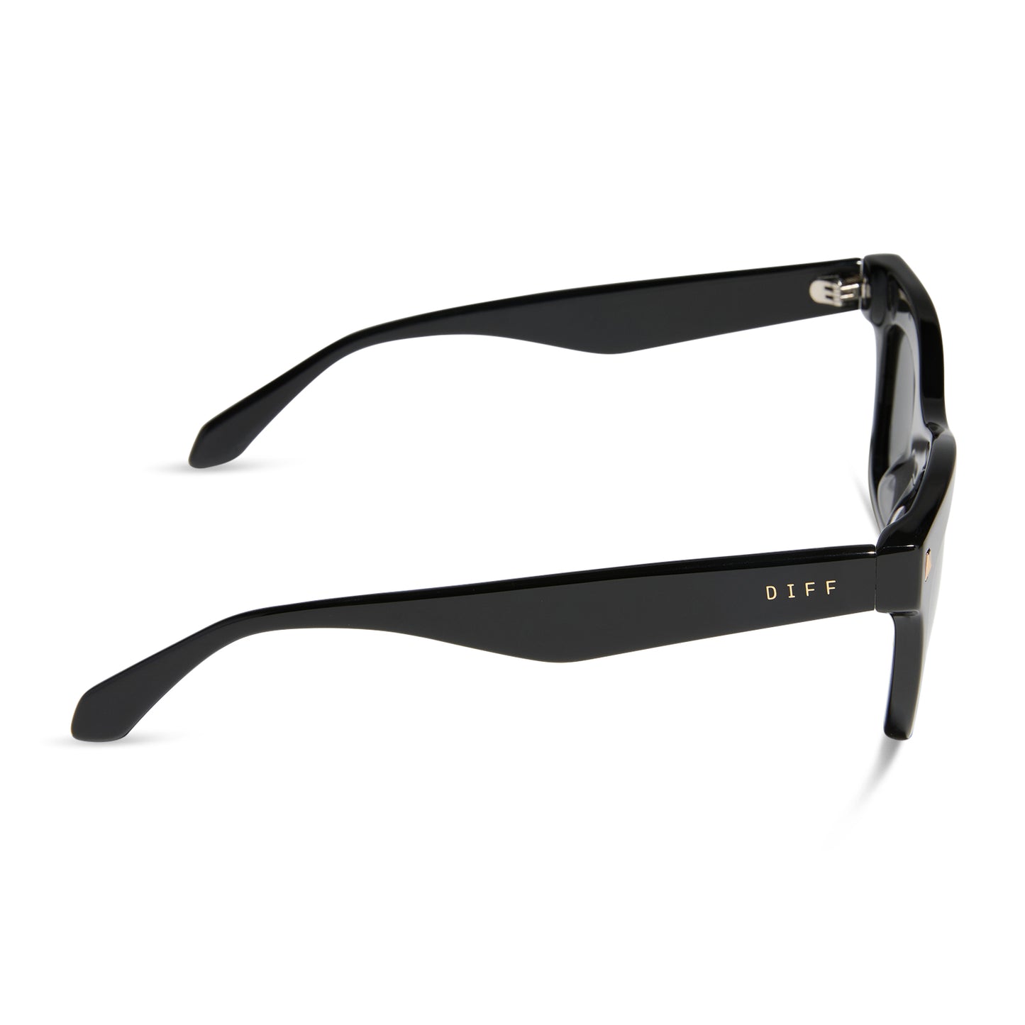 diff eyewear wholesale bradley cat eye sunglasses with a black frame and grey lenses side view