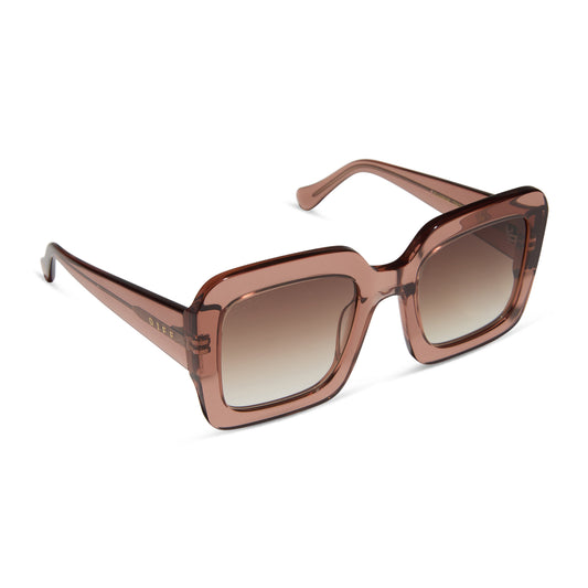 diff eyewear wholesale charise square sunglasses with a cafe ole brown frame and brown gradient lenses angled view