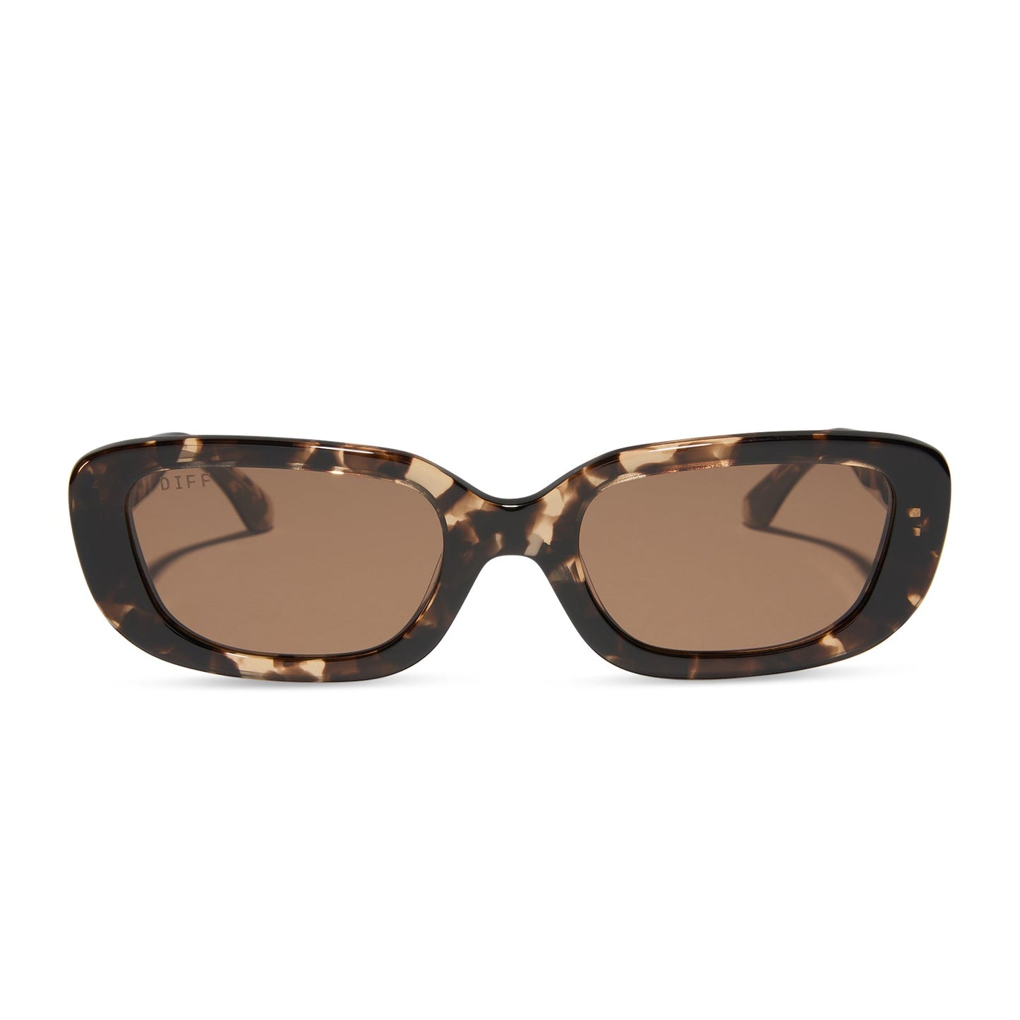 diff eyewear featuring the daphne rectangle sunglasses with a espresso tortoise + metal frame and brown polarized lenses front view