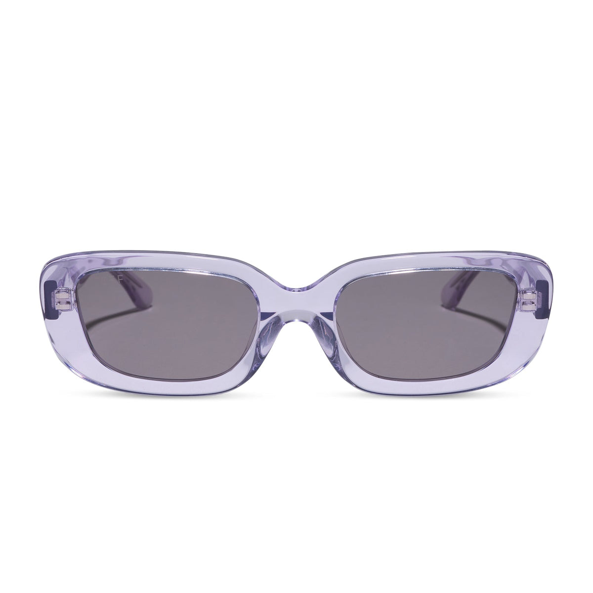 diff eyewear daphne ii low profile square sunglasses with a lilac crystal purple acetate frame and grey lenses front view