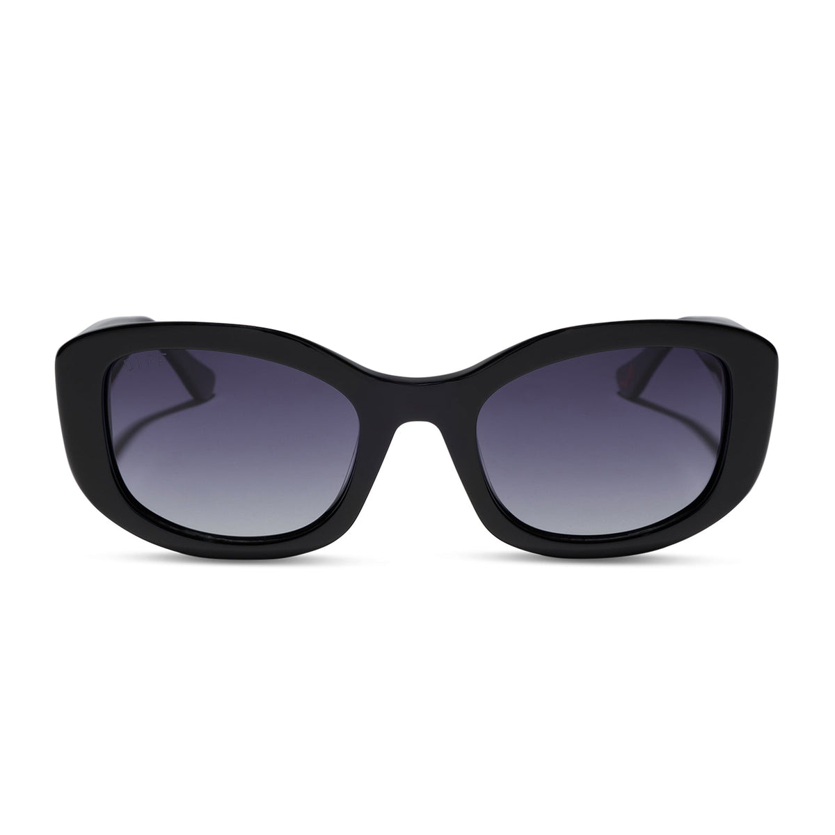 the devil wears prada x diff eyewear featuring the miranda square oversized sunglasses with a black acetate frame and grey gradient polarized lenses front view