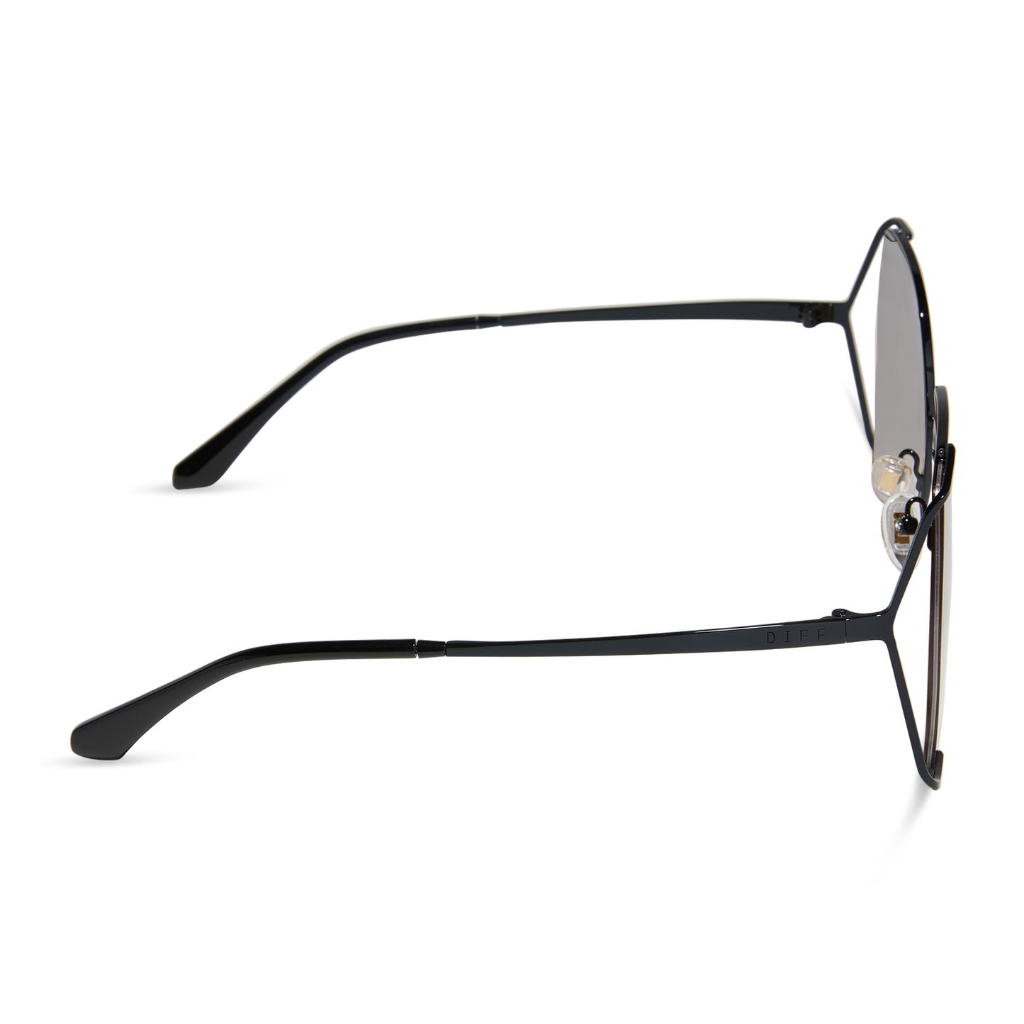 diff eyewear featuring the donna iv square sunglasses with a black frame and twilight gradient polarized lenses side view