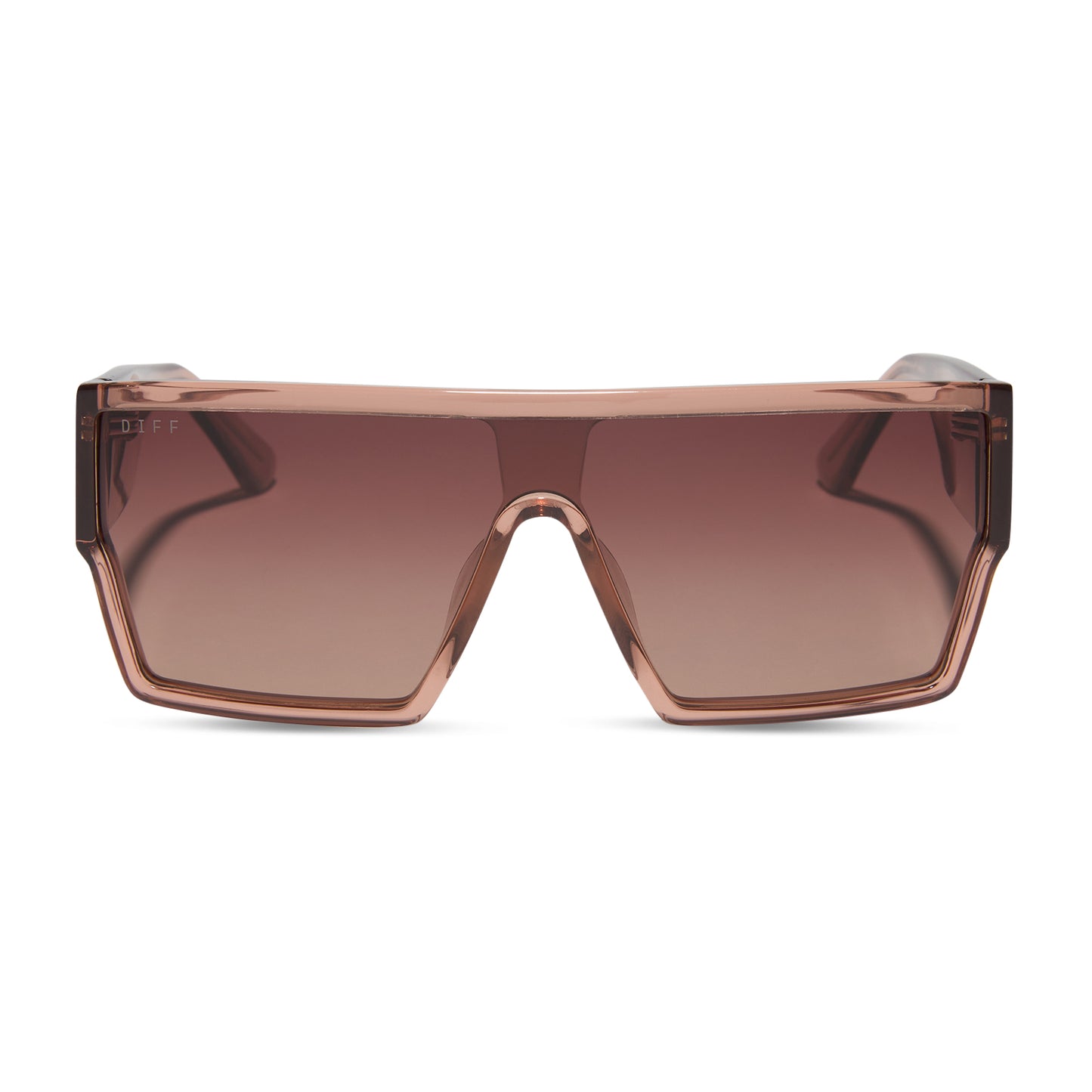 diff eyewear wholesale electra shield sunglasses with a cafe ole brown frame and brown gradient lenses front view