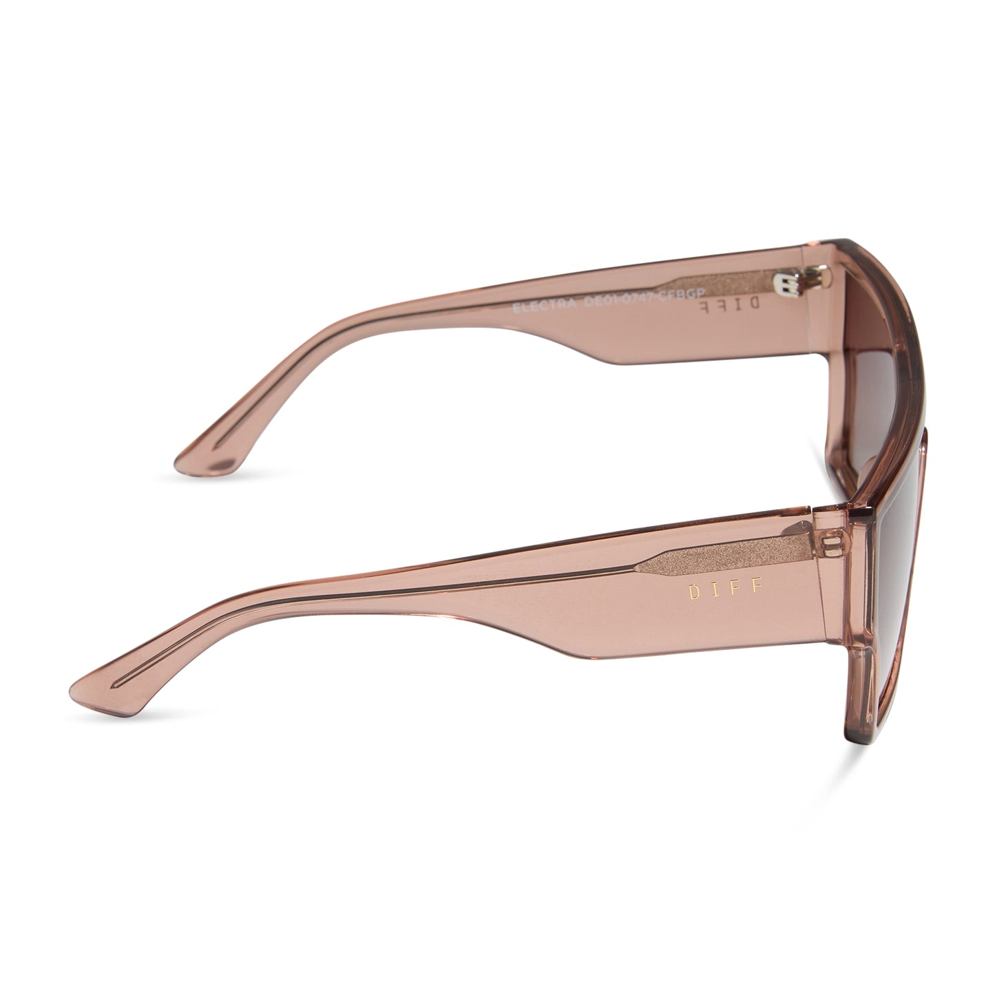 diff eyewear wholesale electra shield sunglasses with a cafe ole brown frame and brown gradient lenses side view