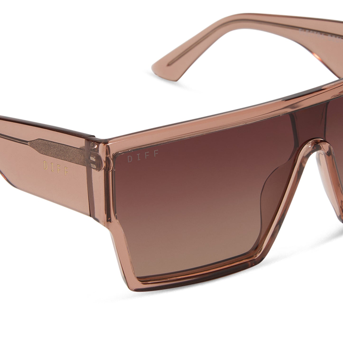 diff eyewear wholesale electra shield sunglasses with a cafe ole brown frame and brown gradient lenses detailed view
