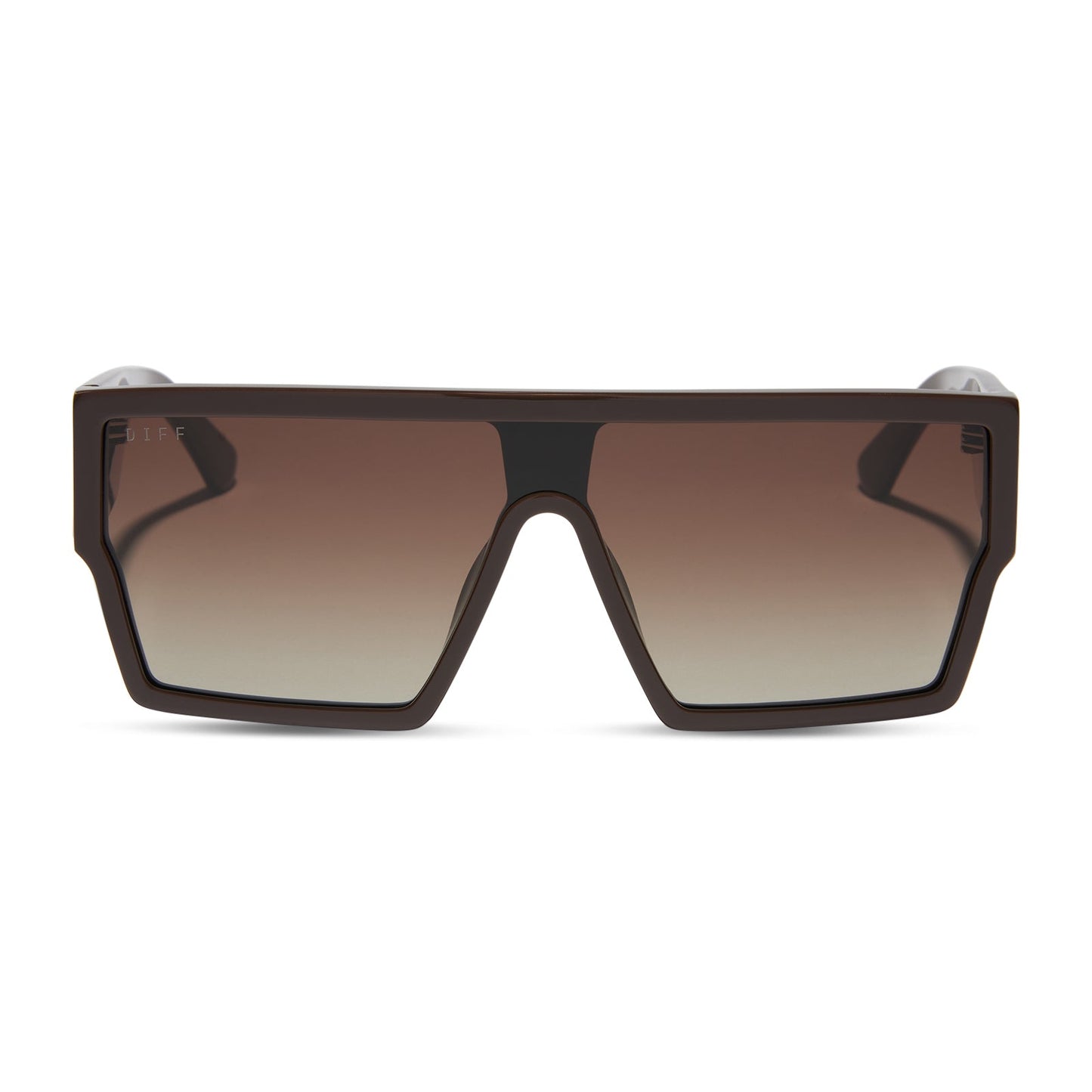 diff eyewear featuring the electra shield sunglasses with a truffle frame and truffle gradient lenses front view