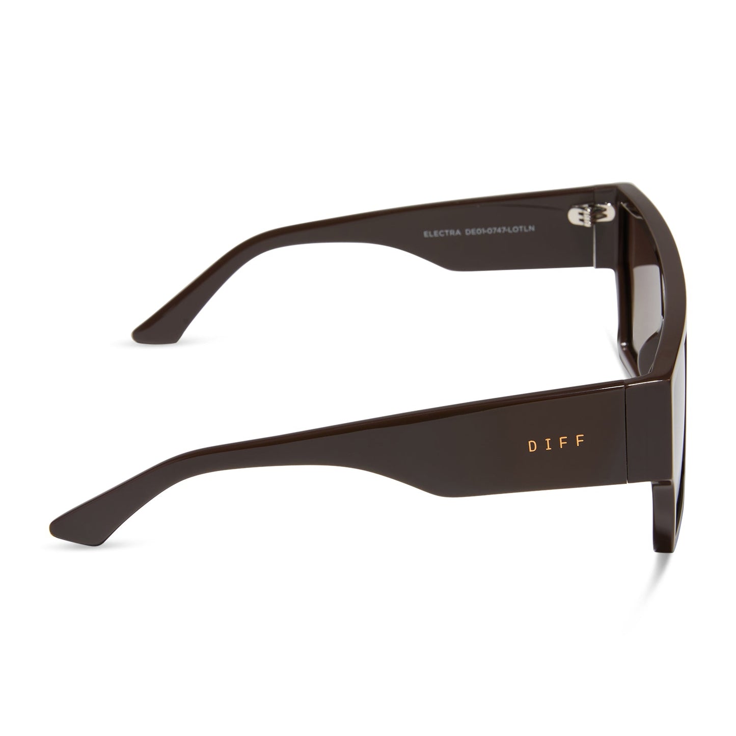 diff eyewear featuring the electra shield sunglasses with a truffle frame and truffle gradient lenses side view