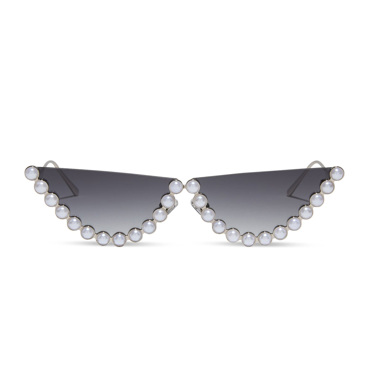 emily in paris x diff eyewear featuring the mindy 2.0 cateye sunglasses with a champagne pearl frame and grey gradient lenses front view